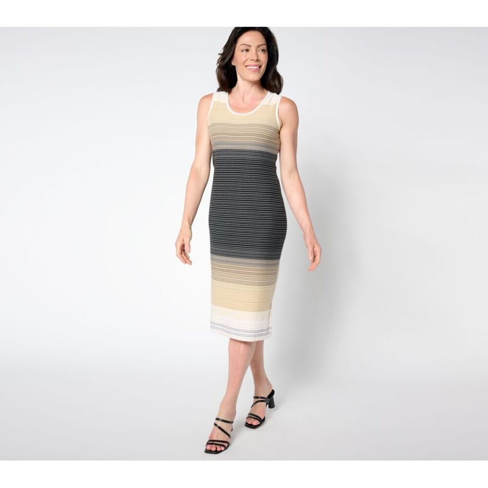 Isaac Mizrahi Live! Women's Petite Dress PXL Ombre Stripe Multi-colored